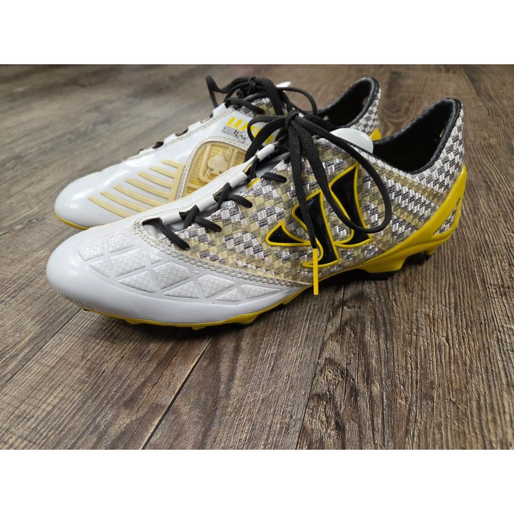 Warrior by New Balance Gambler Pro FG Shoes- Size 7.5D White/Yellow/Black Cleats